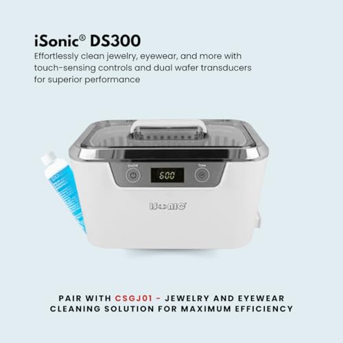 iSonic® Digital Ultrasonic Cleaner Personal Model DS300 with Elongated Tank and Two Wafer transducers to Clean Jewelry, Eyeglasses, Large Sunglasses, air Brushes, etc. 110V, 55W