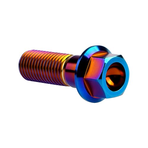 Image of Titanium Bolt M12 30 35 40 45 50 55 60 65 70 75 80 85 90mm Hex Small Flange Head for Motorcycle Car Modification Pack of 4 (M12x35mm Pitch 1.25, Burnt Blue)