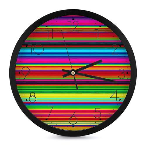Grande horloge murale numérique décorative à rayures ethniques - 2