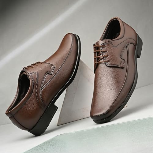 Image of Centrino Formal Shoes for Men | Lightweight Comfortable Office Shoes for Man Stylish | Cushioned Insole Lace-Up Shoes for Men | Durable TPR Sole | Trendy Classic Design Footwear for Men (8118)