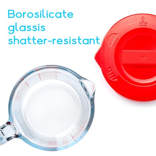 Vasos medidores de vidrio de borosilicato 2 tazas con tapa miniatura 6