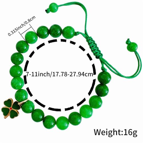 Green Nature Stone Clove Bracelet Four-Leaf Clover Female Heart Charm Clover Peacock Bracelet Lucky Bracelet Trendy Gift for Women3