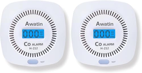 2 Pack Carbon Monoxide Detectors - Carbon Monoxide Alarm Battery Powered, CO Detectors with Digital Display for Home, Easy to Install