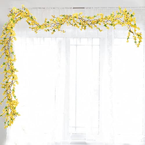 Ho2Nle 4Pcs 23.6Ft Silk Flower Garland Spring Garland Decor Fake Hanging Vines For Home Wall Home Party Wedding Indoor Outdoor Bedroom Wedding Decoration #TOP5