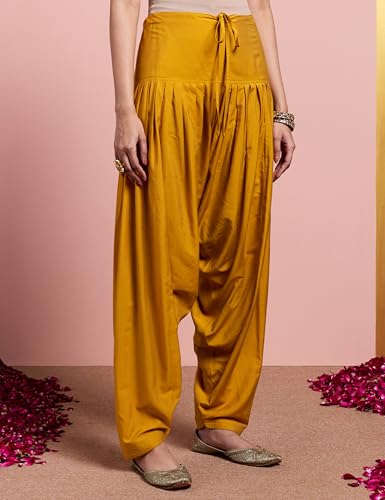 Image of Amazon Brand - Myx Women's Straight Embroidered Farsi Kurta Set with Organza Dupatta | Dhoti Pants (Available in Plus Sizes)
