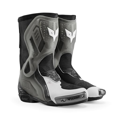DUHAN Motorcycle Boots for Men and Women Street Riding Boots with Dual-Axis System Anti-Slip Sole Leather Riding Boots for Road Sports Protection