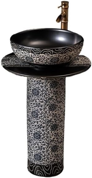 Bathroom Countertop Vessel Sink Household Pedestal Sink Wash Basin Ceramic Floor-standing Pedestal Sink Vanity