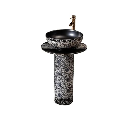 Bathroom Sink Household Pedestal Sink Wash Basin Ceramic Pedestal Basin Floor-Standing Sink Bathroom Vanity