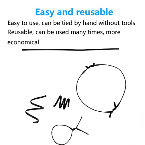 Tangser Plastic Black 6" Twist Ties, Reusable Cable Ties,Long Garbage Bag Wire Ties, Trash Bag Coated Ties, Twisty Ties For Organizing, Plant Hollding, Office, Christmas Tree (500 Pcs/6 Inch) #TOP2