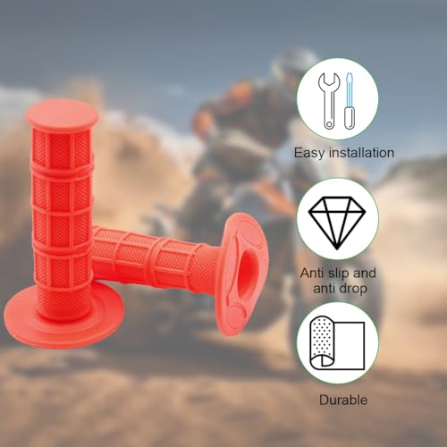 Image of BELOMI Motorcycle Hand Grips, 2PCS 7 /8 inch 22mm 24mm Non-Slip Soft Rubber Handlebars, Comfortable Motorbikes Handle Replacement Protection Accessories, Universal for Dirt Bike, Off Road, ATV(Red)