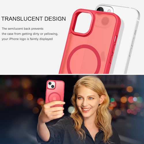 Image of BENTOBEN Magnetic for iPhone 13 Case & iPhone 14 Case [Compatible with Magsafe] Translucent Matte Phone Case iPhone 13 /14 Slim Shockproof Women Men Girl Protective Cover for iPhone 13 /14 6.1 inch, Red