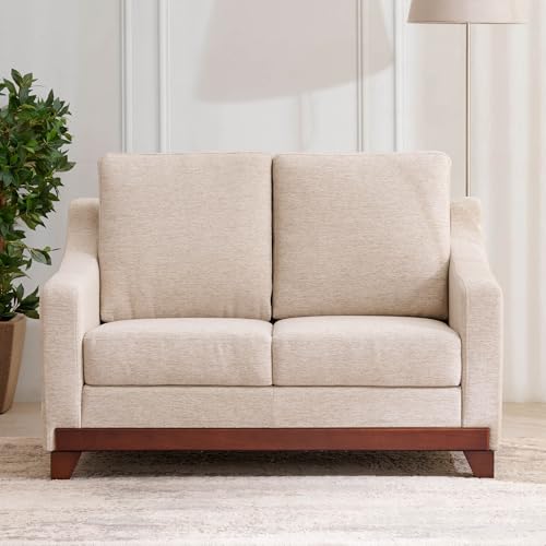 Image of Home Centre | Sylvester Plus Fabric 2-Seater Sofa | Sofa for Living Room | Solid Wood | Beige | 1 Year Warranty