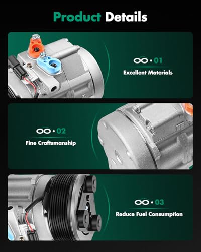 Image of SCITOO AC Compressor for Ford for F-250 Super Duty 6.7L 2011-2016 | Fast Cooling, Ultra Low Noise (≤72 dB) Air Conditioner Compressor for Summer, with Clutch, 97322 2022117 143581C BC3Z19867D