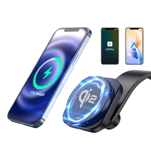 Spedal 4 in 1 for MagSafe Car Mount Charger Wireless CarPlay & Android Auto Adapter, Qi2 Certified 15W Magnetic Wireless Car Charger, CarPlay Adapter for iPhone 16 Pro Max 15/14/13/12