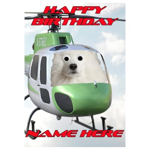 Aac 89 Samoyed Dog Helicopter REAL Googly Eye - Tarjeta de felicitación de cumpleaños, tamaño A5, se puede crear para cualquier evento a5 por regalos para todos los 2016