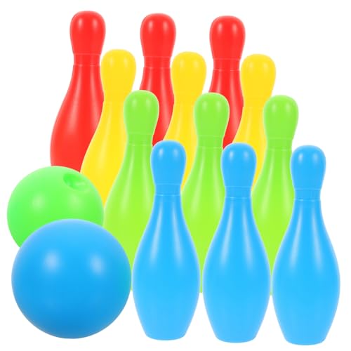 Yardwe 12pcs Set Bowling Set Interactive Parent Game Bowling for Includes Bottles and Balls for Playtime Activities Random Color