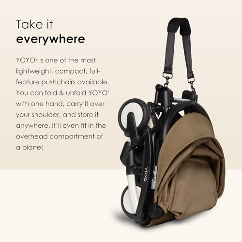 Image of BABYZEN YOYO Foldable Stroller - Includes Newborn Pack (Toffee), White Frame & 6+ Color Pack (Toffee) - Suitable for Newborn Up to 22 kg, Lightweight, Mattress, Canopy, Head Support & Foot Cover