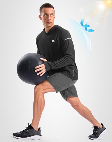 Image of Men's Sun Protection Hoodie Shirts Long Sleeve UPF 50+ Swim Shirts for Men Rash Guard Fishing Shirt Quick Dry