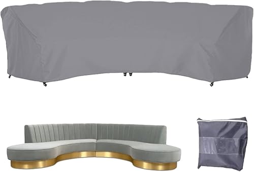 Gicov Funda de sofá curvada impermeable para sofá seccional, funda para muebles de exterior, juego de sofá de media luna, protector con cordón