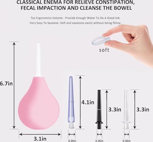 Image of Anal Douche Enema Kit - 224ml Enema Bulb Douches for Men and Women, Reusable Enemas for Colon Cleanse, Vaginal Douche Ideal for Daily Care & Travel (Pink)