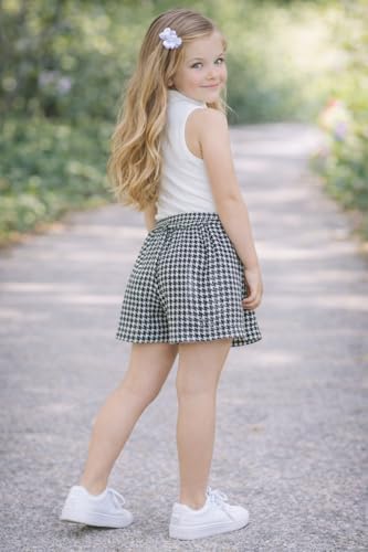 Image of Girl's Solid Cotton Blend Style Top and Shorts Set