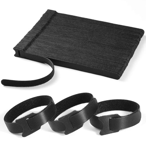 100 PCS 8 Inches Reusable Cable Ties | Adjustable Cord Wraps, Cable Straps | Hook & Loop Cord Organizer, Cable Management