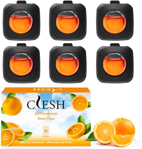 Car Air Fresheners, 6 Pack, Citrus, Car Fresheners Vent Clips, Long Lasting Air Freshener for Car, Car Refresher for Men Women