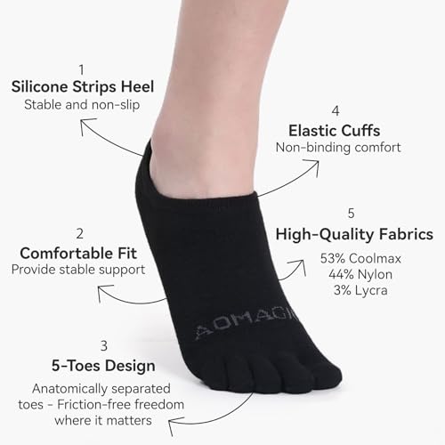 No Show Toe Socks for Men & Women, Athletic Running Coolmax 5-Finger Ankle Socks Low Cut, Soft & Moisture-Wicking3