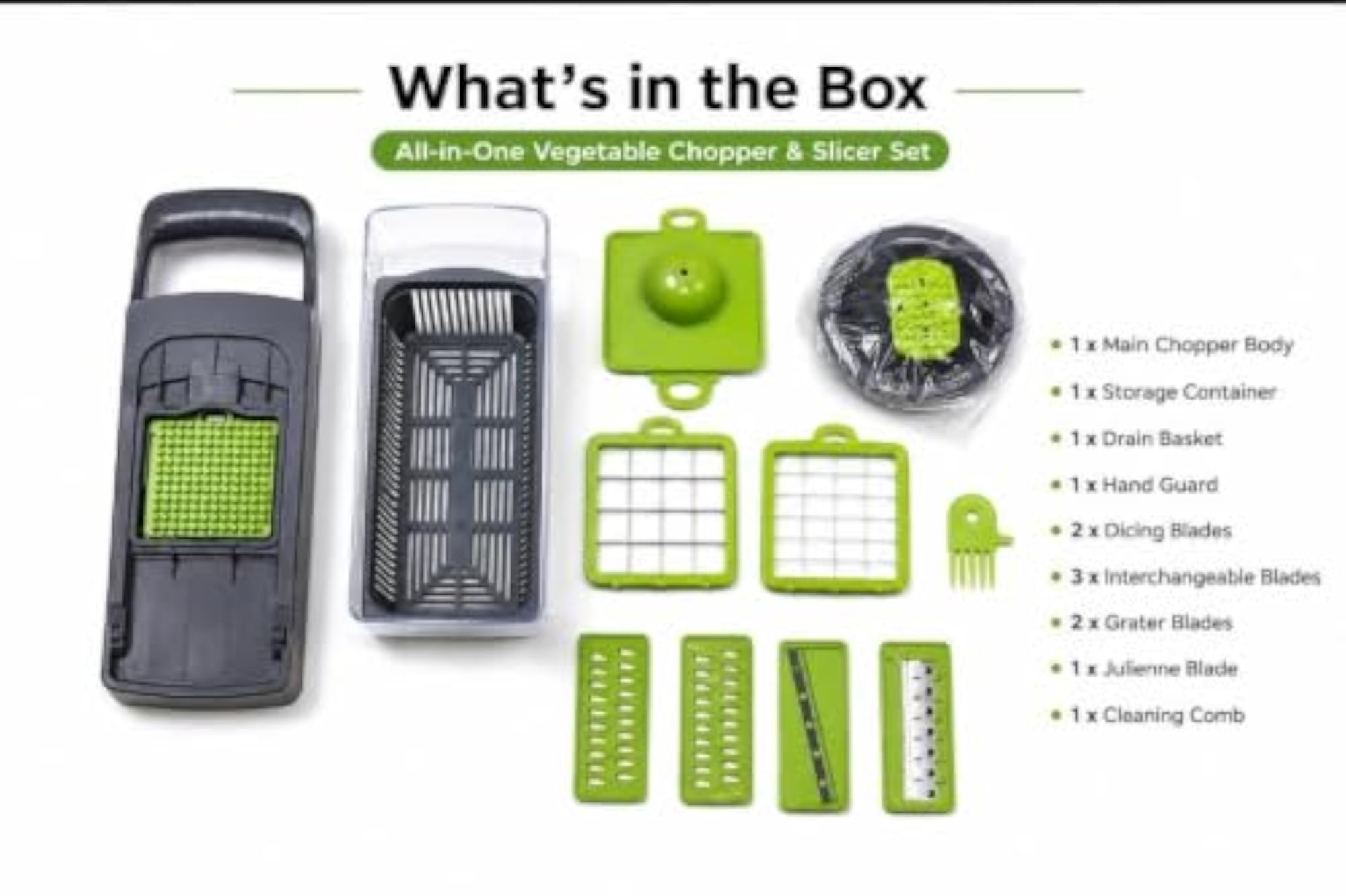 14-in-1 Vegetable Chopper with Container, Multipurpose Food Cutter