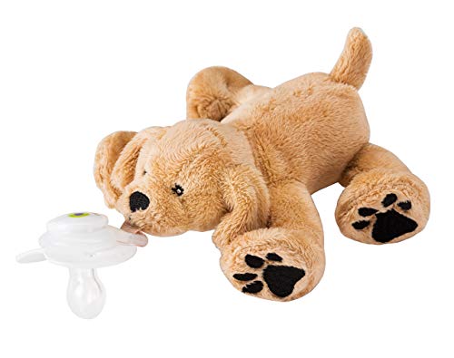 Image of Nookums Paci-Plushies Buddies - Retriever Pacifier Holder - Adapts to Name Brand Pacifiers, Suitable for All Ages, Plush Toy Includes Detachable Pacifier