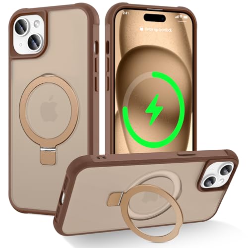 CHAOFEnG Compatible with iPhone 15 Plus Case with Stand, Desert Brown