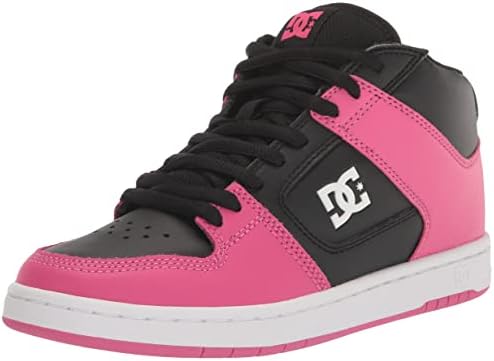 DC Women's Manteca 4 Mid High Top Casual Skate Shoe, Black/Pink, 7.5