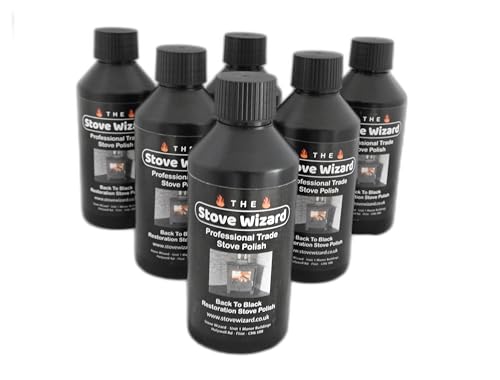 The Stove Wizard Professional Trade Stove Polish for Log Wood Burners, Multi Fuel Stoves, Grates, Fire Surrounds, Restore Back to Black (250ml)