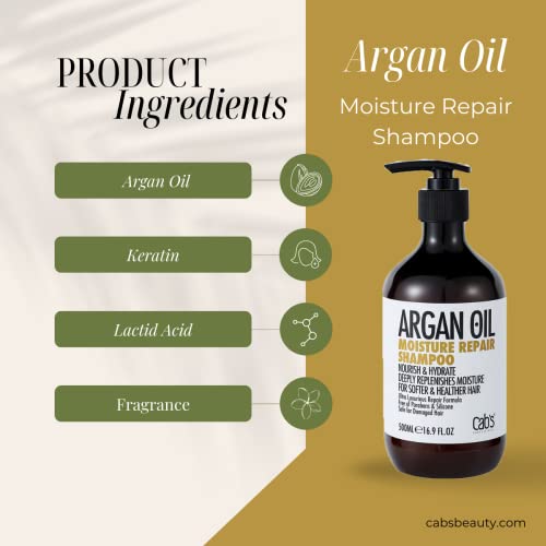 Cab's Moroccan Argan Oil Shampoo - Restorative & Volumizing For Women And Men, Best Gift For Damaged, Dry, Color-Treated Or Frzzy Hair - Paraben Free / Anti-Aging Hair Care - 16.9 Fl Oz #TOP5