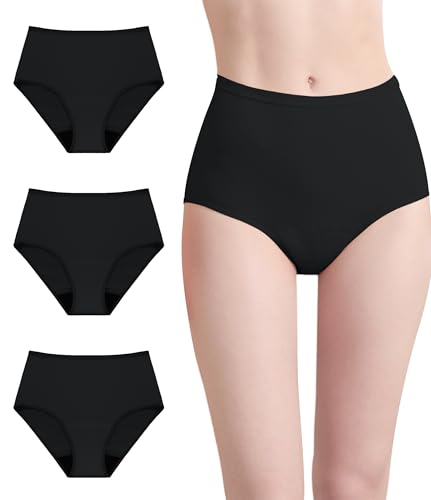 Image of Womens Washable Incontinence Underwear Bladder Leak Proof Odor Control Briefs 56 ml Absorbency Panties 3 Pack (3 Black, M)