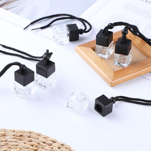 Image of 50 Pcs Car Essential Oil Hanging Bottle Empty Glass Car Diffuser Bottles Refillable Car Air Freshener Perfume Pendant Aromatherapy Fragrance Car Air Freshener Ornament Decor
