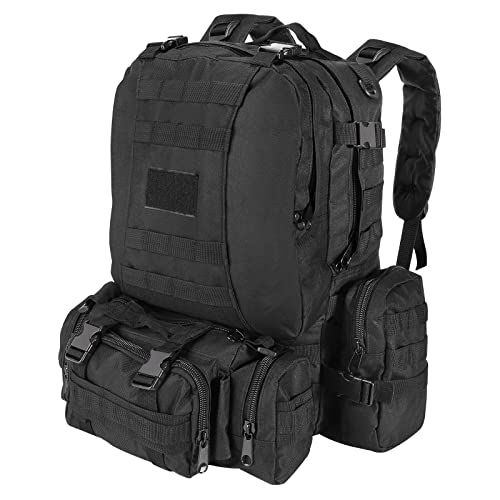 Mingpinhuius Military Tactical Backpack, 55L Large Capacity Army 3 Day Assault Pack Multifunctional Detachable Molle Bag Travel Backpack For Outdoor Hiking Camping Hunting (Black) #TOP11