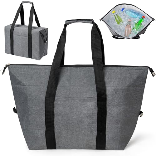 GQIRIL 30L Insulated Cooler Bag, Foldable, Waterproof, Grey