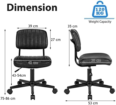 COSTWAY PU Leather Office Chair, Ergonomic Swivel Computer Desk Chair with Wheels, Height Adjustable Mid-Back Padded Armless Executive Task Chairs (Black)