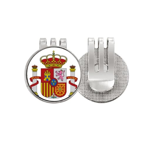 Marcador de pelota de golf con clip magnético y escudo esmaltado de España