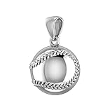 US Jewels 925 Sterling Silver Small 3D Baseball Ball Sports Charm Pendant, 13mm