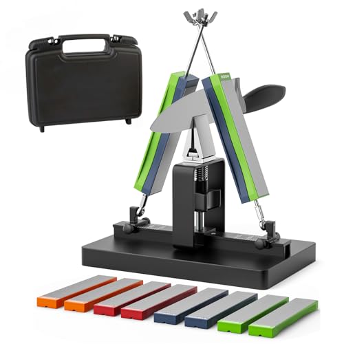 HIUYRFS Profesional de Afilado de Cuchillos de Doble Cara con 8 Diamantes, Afilador Profesional con Ángulo Ajustable 15°–30° para todo tipo de cuchillos