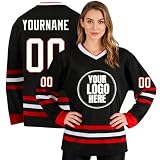 Generisch Personalisiertes Eishockey-Trikot für Familien und Jugend, sportliches Langarm-individuell mit Namen, Zahlen und Teamnamen bedruckbar – auch als Eishockey-Jersey,personalisierter Pullover