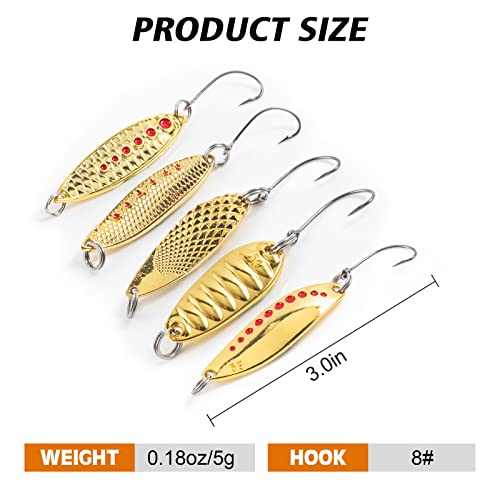 Goture Fishing Spoons Lures,Metal Spoon Trout Lures,Long Distance Casting Fishing Lures For Trout Bass Crappie Pike Saltwater And Freshwater Fishing,Jigging Spoons With Fishing Tackle Box #TOP3