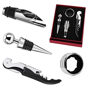 4-Delige Wijnaccessoireset, Wijngeschenkdoos, Gereedschap Met Kurkentrekker, Wijnstop, Wijnschenker En Wijnring, Voor Wijnliefhebbers Bar Restaurant Thuis Kerstfestival, Voor Wijn Champagne Bier