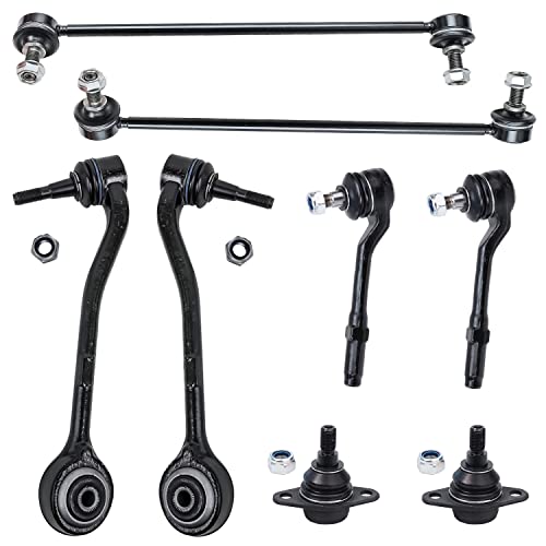 Image of Detroit Axle - 8PC Front Lower Rearward Control Arms w /Ball Joints, Front Sway Bars and Outer Tie Rods Replacement for 2000 2001 2002 2003 BMW X5 - Built Before 9 /30 /03 Production Date