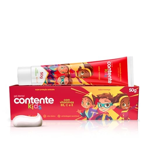ORGÂNICO NATURAL Gel Dental Contente Kids Sabor Morango - Combate Cáries e Placas - Pasta ...
