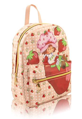 Image of Strawberry Shortcake Mini Backpack for Kids & Adults | 10 inch PU Leather Backpack Purse | Toddler Travel Bag, Small Bookbag, Lightweight Rucksack for School, Travel, or Everyday Use | Ages 3+