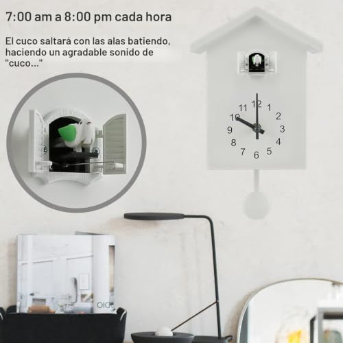 Reloj de cuco minimalista Chimer blanco para renovar paredes sin cables 3