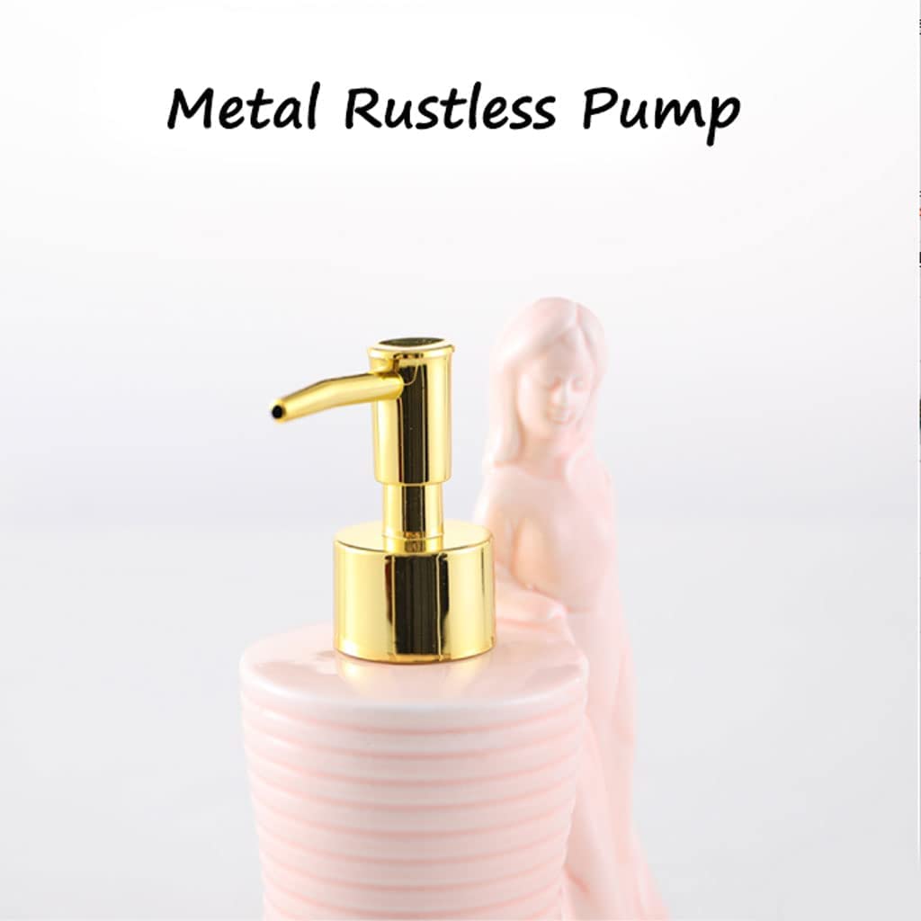 dozownik mydła Keramische Zeepdispenser Vintage Zeeppomp Geperst Metalen Pomp Hoofd Lotion Dispenser Voor Familie Kinderkamer, 8.5 Oz/250 Ml Prosty